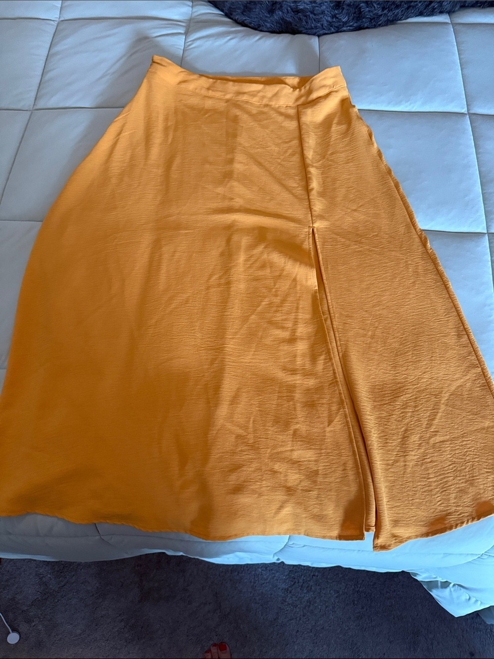 #0204 - Women’s Mustard Yellow A-Line Skirt L
